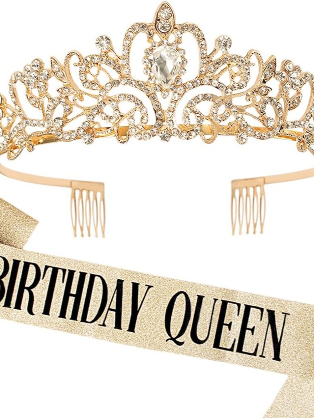 Birthday Decorations for Women Sash and Tiara Crown for Party Gold | Happy Birth